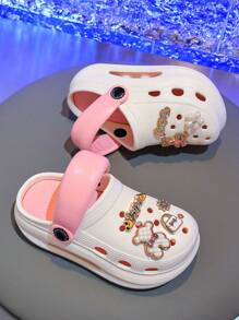 Kids Thick Sole Hollow Out Summer Girls Casual Cute Pattern Indoor/Outdoor Fashionable Girl Sandals, Multifunctional Comfortable Non-Slip Beach Shoes EVA Soft Bottom Breathable Medium/Kids Garden Slippers