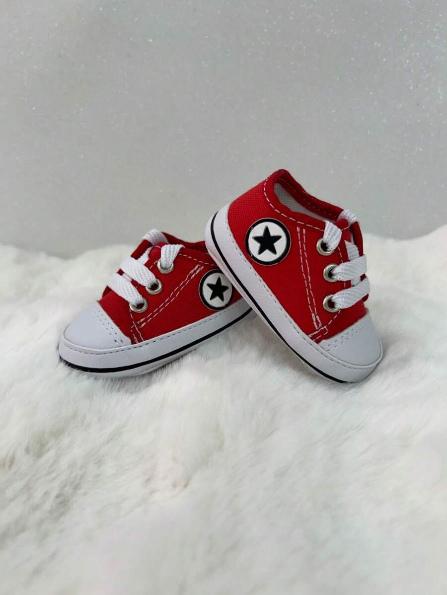 Tênis Infantil para Bebês Vermelho Sapato Pequeno Delicado Estiloso Para Criança Recém Nascinda