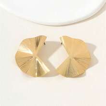 2 Pairs Vintage Style Metal Fan-Shaped Wide Face Women's Earrings - Sector - View 2