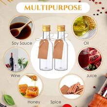 42/5pcs Mini Liquor Bottles,Plastic Empty Bottles,With Golden,Silvery,Black And Rose Screw Cap,And Square Hangtag, Have Funnel And Rope, Small Size Easy To Take Out Of The House Without Taking Up Space, For Weddings,Social Gatherings,Outdoor Camping,Restaurants, Cafes.