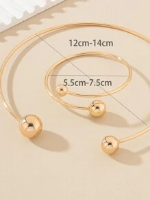 1 套女士球形手镯和球形项链，日常佩戴个性化珠宝套装