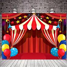 涤纶红星和马戏团背景布 - 适用于生日派对、照相亭 - 1PCS - 查看 2
