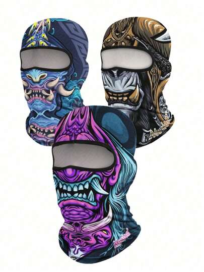 1pc Unisex Skull Print Balaclava Fashion Casual Cycling Ski Balaclava Face Mask Windproof Hat, Suitable For Daily Use And Outdoor Travel, Hiking, Cycling, Motorcycling, Skiing