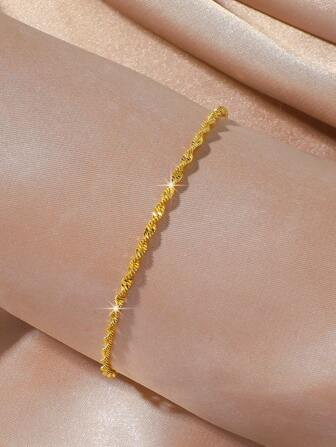 1pc Gold-Plated Heart Charm Elegant Delicate Chain Wrapped Bracelet, Jewelry Gift Suitable For Women's Daily Wear