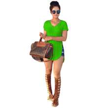 SEXY CASUAL V NECK SLIPPED BLOUSE FOR WOMEN #BERLIN - Green - View 2