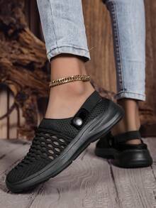 Women's Mesh Breathable Slip On Casual Shoes - Black - View 2