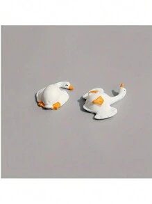 6pcs Set Of Adorable White Goose Figurines - Resin Crafted Desktop Ornaments For Home & Garden Decor Cute And Funny Little White Duck, Perfect Gift For Family And Friends In The Healing Series - Multicolor - View 6