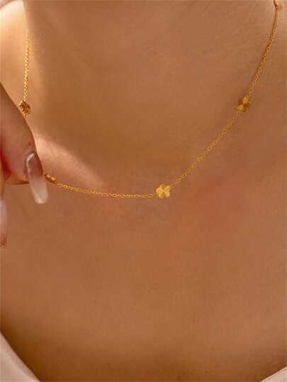 TONSI 1件镀金不锈钢精致心形吊坠项链；5件套首饰套装，包括项链、手链、耳环和脚链，适合日常佩戴和特殊场合，是馈赠亲朋好友的理想礼物。