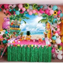Tropical Paradise Photo Backdrop - 1 Piece Beach And Palm Leaf Design For Hawaiian Themed Parties And Photo Shoots