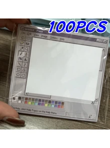 50/100/200pcs Vintage Computer Graphic Pad Sticky Notes, Drawing Memo Pads, Message Papers, Draft Papers, Suitable For School And Office, Weak Adhesive Or No Adhesive - 50 Sheets/Pack,School Supplies,Back To School
