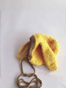 1pc Baby Thickened Plush Camel Colored Hat, Cute Cartoon Long Ear Winter Ear Protection Headwear