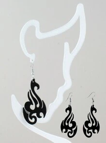 1 Pair Flame Shaped Earrings, Women's Party Accessories Black Fashion Flame Earring Pendants