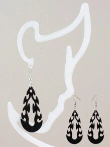 1 Pair Flame Shaped Earrings, Women's Party Accessories Black Fashion Flame Earring Pendants