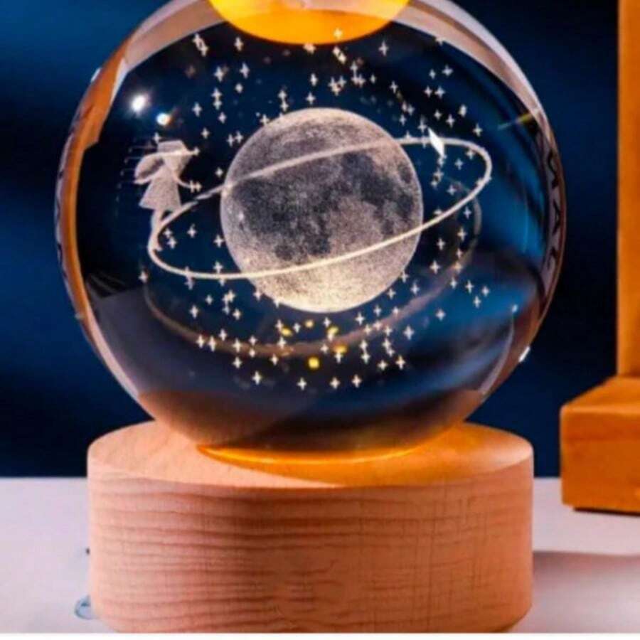 6CM NIGHT LIGHT BALL WITH USB CABLE - Moon With Planet - View 1