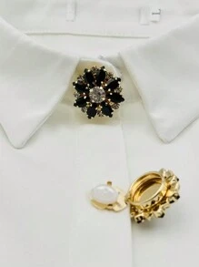 1pc Nút bao khuy măng sét cho nam nữ, Nút bao cho áo sơ mi tuxedo, Đế đồng + Hoa đá giả, Nút trang trí cho đồ thủ công, Vỏ nút bao phụ kiện lạ mắt cho doanh nghiệp Tiệc hàng ngày Quà tặng đám cưới - Hoa - Xem 11