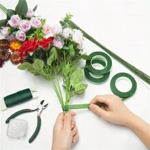 5pcs 25m Green Self-Adhesive Floral Tape, Suitable For Bouquet Packaging, Green Paper Adhesive Tape For Artificial Flowers & Plants Stems, DIY Craft And Decorations, Colorful Floral Stem Tape - Multicolor - View 4