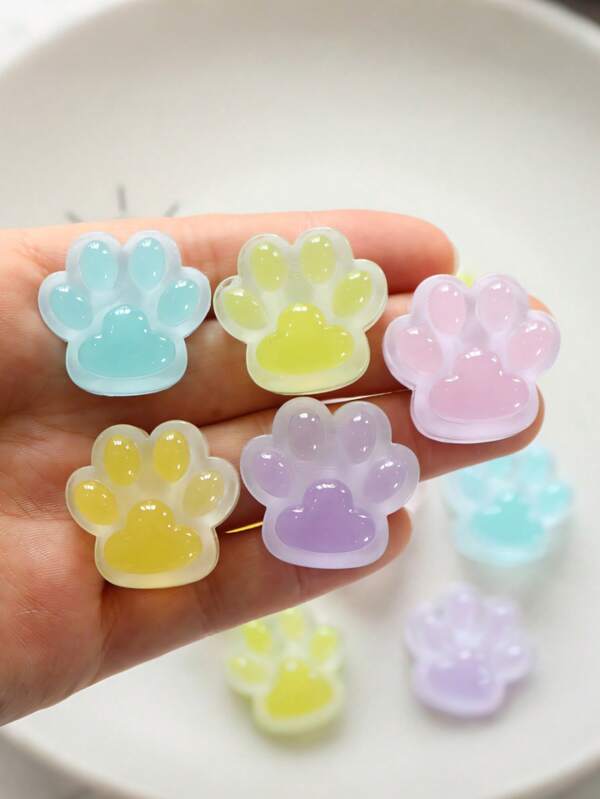 10pcs No Hole Charming Cat Paw Resin Pendant Versatile DIY Accessory Suitable For Phone Cases, Fridge Magnets, And Hair Clips - Available In 5 Colors - Perfect For Home Decor And Party Gifts