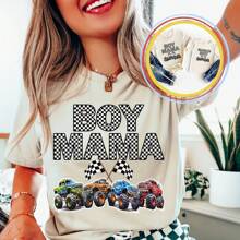 Boy Mama ,Mama's Boy, Mother and Me Mini Matching Outfits, Mom and Son, Mommy, New Mom Dad, Mom's Birthday, Baby Boy Shower, Toddler, Trucks - Blanco - Ver 1