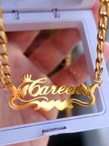 Personalized Stainless Steel Cuban Chain Necklace With Heart-Shaped And Butterfly Pendant - Custom Name Tag, Fashionable Accessory, Suitable For Men - Perfect Gift For Christmas Or Valentine's Day, Perfect For Christmas