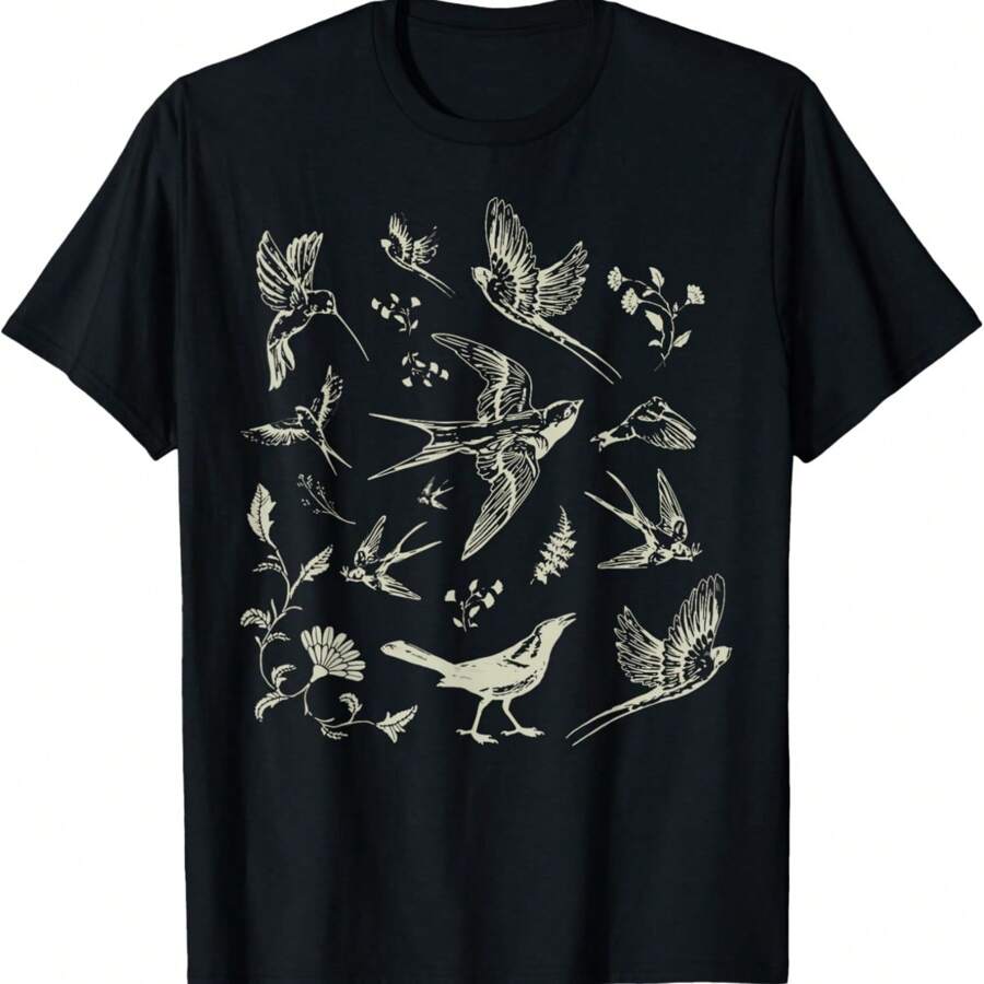 Vintage Bird Lover Birding Bird Watching Birder Bird Watcher T-Shirt. - Black - View 1