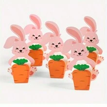 10 sets Boîte-cadeau rose en forme de lapin câlinant une carotte, boîte d'emballage rose mignon de lapin debout pour bonbons, décorations pour Pâques/fête d'anniversaire