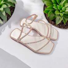 Women's Flat Sandal Model 050 Fashion Blogger  Summer 2025 - 白色 - 查看 4