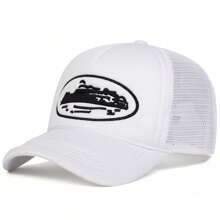 1 件女士刺绣卡车司机帽，时尚棒球帽，防晒，休闲网帽，适合户外、旅行、海滩、春秋季