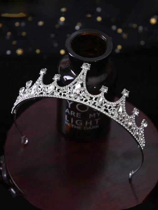 1 pieza Diadema con corona de princesa con rhinestones de estilo elegante para mujer, accesorio de cabello para cumpleaños, accesorios de cabello, corona de disfraz, guirnalda de cabello, tiara, para boda, regalos de damas de honor, atuendos de fiesta
