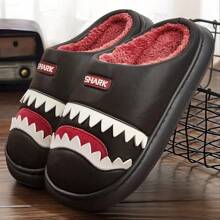 Cute Platform Men's Slippers For House Imitation Leather Furry Comfy Memory Foam Soft Couple Shoes Non-Slip Winter Warm Slippers - Black - View 2
