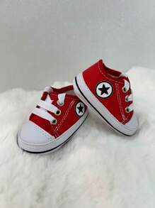 Tênis Infantil para Bebês Vermelho Sapato Pequeno Delicado Estiloso Para Criança Recém Nascinda - Vermelho - Visão 4