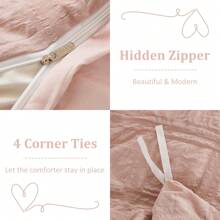 3 Pieces Pink Pinch Pleat Duvet Cover Bedding Set Luxury Bedding Set With 2 Pillowcases Double King Size Seersucker Quilt Cover Zipper Closure, Suitable For Wedding Items, Valentines Day Home Bed Room Decor, Easter Gifts, Mothers Day Gift, All Season - Màu hồng sọc - Xem 5