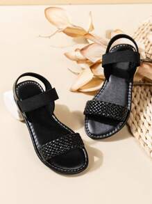 A Pair Of Children's Favorite Sandals, New Children's Sandals, Fashion, School Style, Soft Sole, Comfortable Sandals, Family Slippers, Holiday Style, Boys And Girls Like Sandals - màu đen - Xem 5