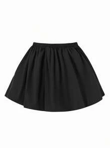 Women Y2k Bubble Skirt High Elastic Waist Ruffle Flared Mini Skirts Layered Pleated Balloon Puffy Short Skirts - 黑色 - 查看 7