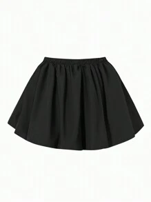 Women Y2k Bubble Skirt High Elastic Waist Ruffle Flared Mini Skirts Layered Pleated Balloon Puffy Short Skirts - 黑色 - 查看 8