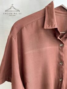 Basic Casual Plain Casual Unisex Blouse Shirt Fashion Blogger Summer Oversized Shirt Women's Beach Cover-Up