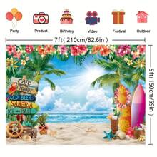 Tropical Paradise Photo Backdrop - 1 Piece Beach And Palm Leaf Design For Hawaiian Themed Parties And Photo Shoots