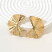 2 Pairs Vintage Style Metal Fan-Shaped Wide Face Women's Earrings - Sector - View 4