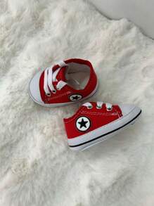 Tênis Infantil para Bebês Vermelho Sapato Pequeno Delicado Estiloso Para Criança Recém Nascinda - Vermelho - Visão 3