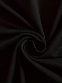 Hollow & Letter Print Casual T-Shirt, Round Neck Short Sleeve Top Spring/Summer, Women's Wear - 黑色 - 查看 5