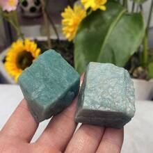 1 件天然亚马逊石水晶原石、石英水晶 DIY 用品、矿物标本、水晶脉轮疗愈、男女礼物、独特天然石、随机发货 - 藍色 - 查看 9