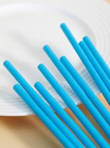 10/25/50/100 unidades Pajitas de papel desechables, azul sólido, apto para cócteles, cumpleaños, barbacoas, eventos y celebraciones