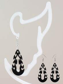 1 Pair Flame Shaped Earrings, Women's Party Accessories Black Fashion Flame Earring Pendants