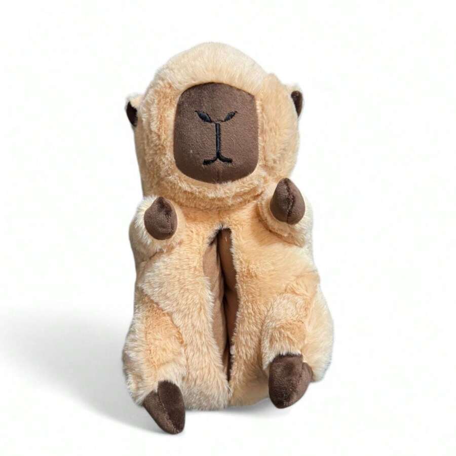 Pantufla Peluche Capibara Carpincho Invierno Figura Cafe Adulto - Marrón - Ver 1