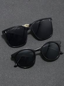 2 副男女通用黑色时尚街头风格眼镜，适合日常佩戴 - 彩色 - 查看 7