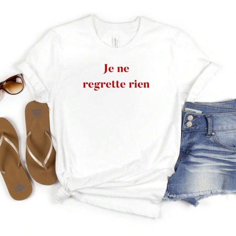 Je Ne Regrette Rien, French Word Shirt, Amour Fou Shirt, France Tee, Paris Shirt, Parisian T Shirt, Amour Fabric, Amour Shirt