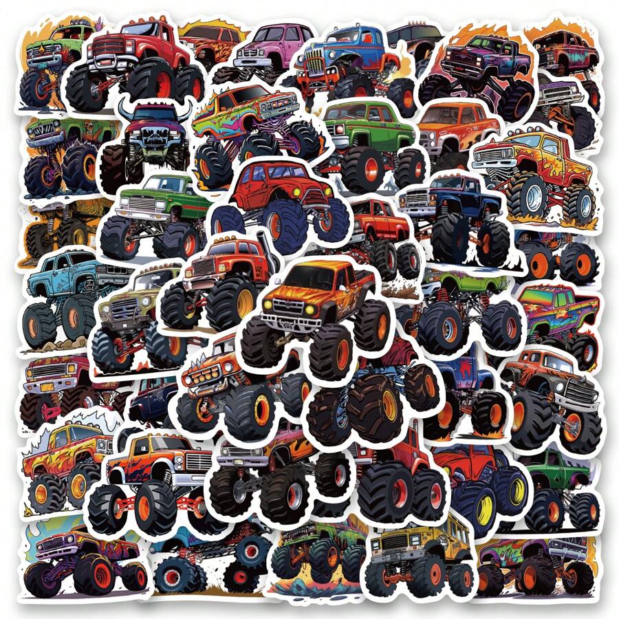 50PCS Monster Truck Stickers Aesthetic Vinyl Stickers Decals Scrapbook ...