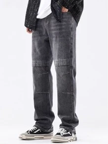 Teen Boys Black Denim Jeans, Teen Boy New Loose Casual Straight Leg Pants, Fashionable Trousers For Boys - Black - View 1