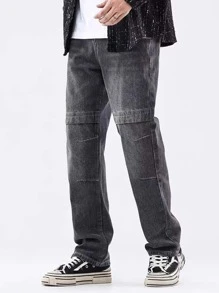 Teen Boys Black Denim Jeans, Teen Boy New Loose Casual Straight Leg Pants, Fashionable Trousers For Boys - Black - View 5