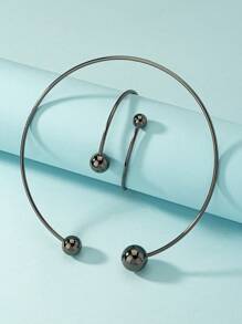 1 套女士球形手镯和球形项链，日常佩戴个性化珠宝套装