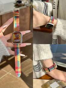 1 Pc Colorful Leather Loop Compatible With Apple Watch Band For Women 38mm 40mm 41mm 42mm 44mm 45mm 46mm 49mm , Bands Compatible With Apple Watch Strap Series Ultra 10/9/8/7/6/5/4/3/2/1 SE